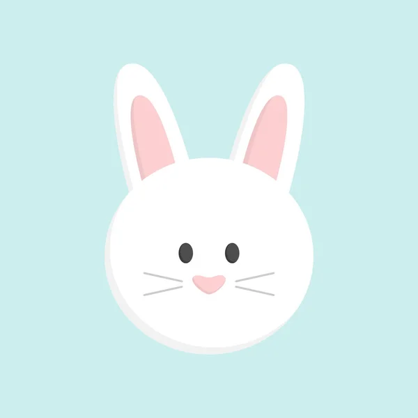 Милая Голова Пасхального Кролика Изолированная Голубом Фоне Белая Иконка Пасхального — стоковый вектор