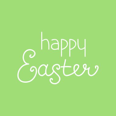 Mutlu Paskalya el harf vektör tebrik kartı. Yeşil arka planda yalıtılmış beyaz yazı. 