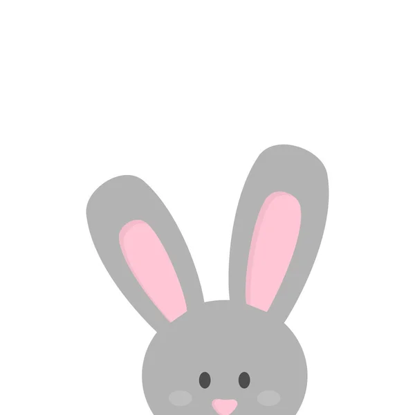 可爱的复活节兔子矢量插图图形 小兔子偷看 灰色兔子隔离 — 图库矢量图片