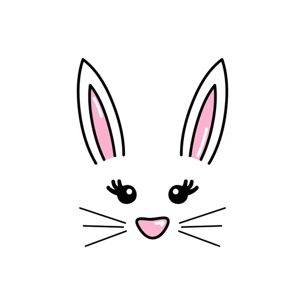 Niedlichen Osterhasen Vektor Illustration Handgezeichnetes Gesicht Des Hasen Ohren Und — Stockvektor
