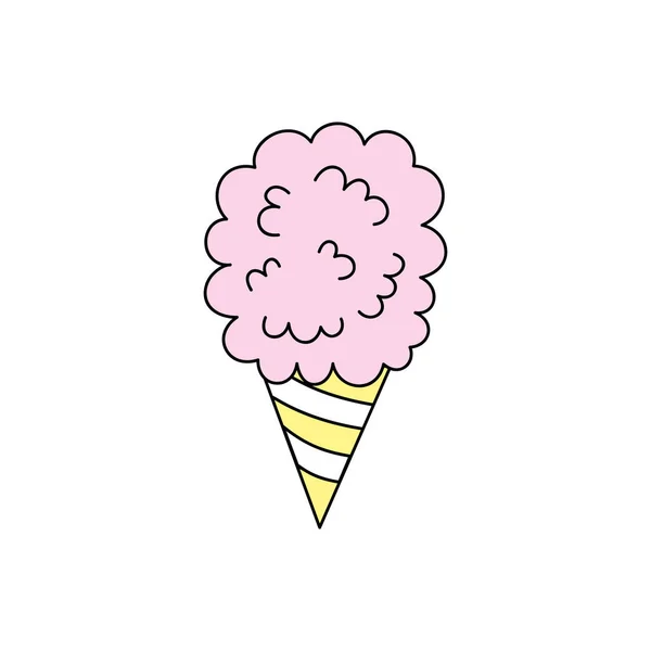 Roze Suikerspin Vector Grafische Illustratie Candy Floss Kegel Omlijnd Pictogram — Stockvector