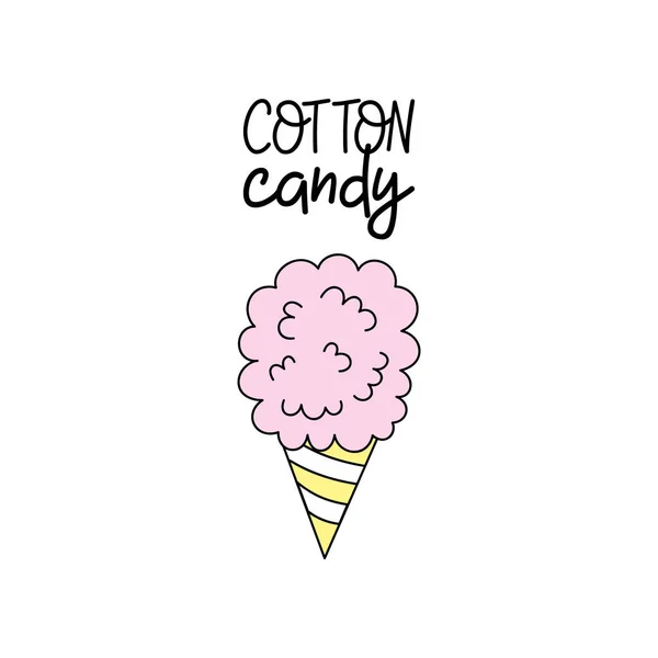Ilustración Gráfica Vectorial Algodón Rosa Con Escritura Candy Hilo Dental — Vector de stock