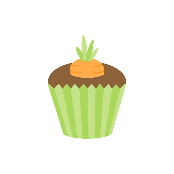 Schattig Pasen Voorjaar Cupcake Vector Illustratie Chocolade Cupcake Versierd Met — Stockvector