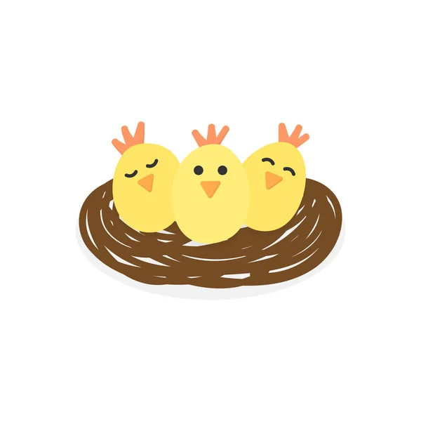 Cute Little Chicks Vector Graphic Illustration Easter Spring Themed Yellow — Stock Vector