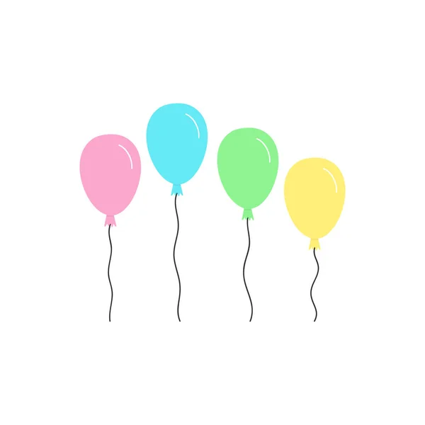 Ballons Pastel Colorés Mignons Avec Des Cordes Icônes Illustration Graphique — Image vectorielle
