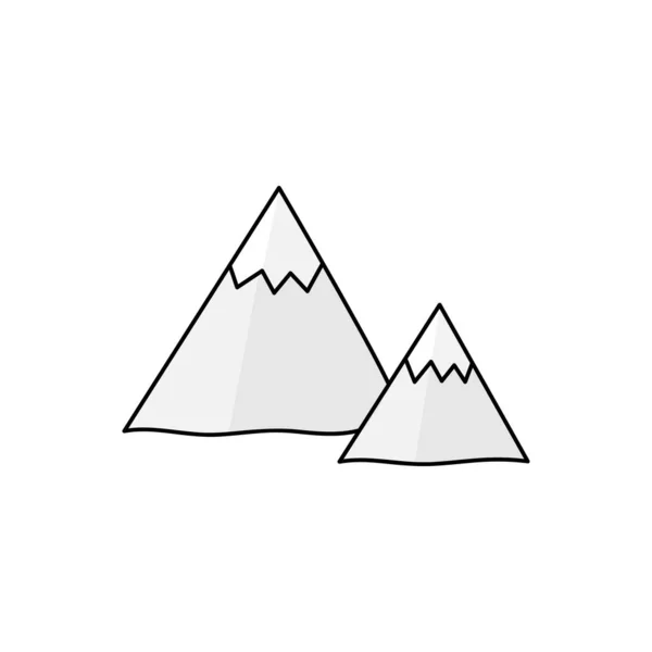Bonito Mão Desenhado Montanhas Delineado Ilustração Vetorial Símbolo Montanha Isolado — Vetor de Stock