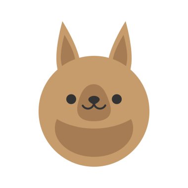 Sevimli kanguru yuvarlak grafik vektör simgesi. Keseli kahverengi kanguru, hayvan kafası, yüz illüstrasyonu. Izole.