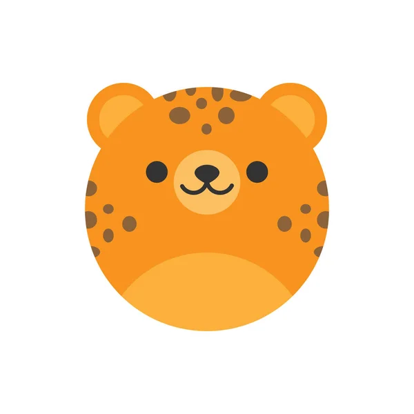 Schattig Cheetah Ronde Grafisch Vector Pictogram Oranje Katachtige Gekleurd Cheetah — Stockvector