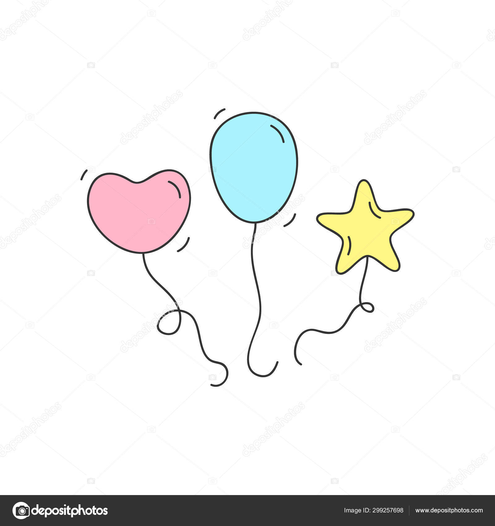 Balloons String Colorful Vector Illustration Heart Ellipse Star Shaped  Balloons Stock Vector by ©kiki.vagnerova@gmail.com 299257698