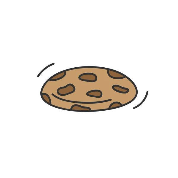 Cookie Vector Illustration Sweet Chocolate Chip Cookie Dessert Biscuit Hand — Stock Vector