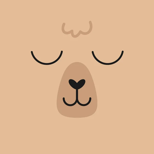 Llama Ícone Ilustração Vetorial Face Alpaca Quadrado Marrom Llama Animal —  Vetores de Stock