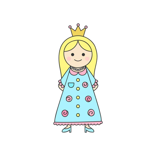 Princess Aranyos Vektoros Illusztráció Mese Egyszer Régen Pasztell Kézzel Rajzolt — Stock Vector