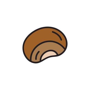 Kestane vektör çizimi. El çizimi şirin kahverengi fındık. Ayrı karikatür grafik simgesi.