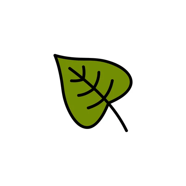Leaf Vector Illustration Hand Drawn Cute Autumn Green Linden Lime — Stok Vektör