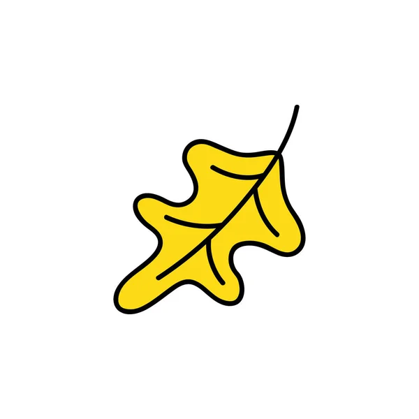 Векторна Ілюстрація Листя Рука Намальована Милий Осінньо Жовтий Дубовий Лист — стоковий вектор