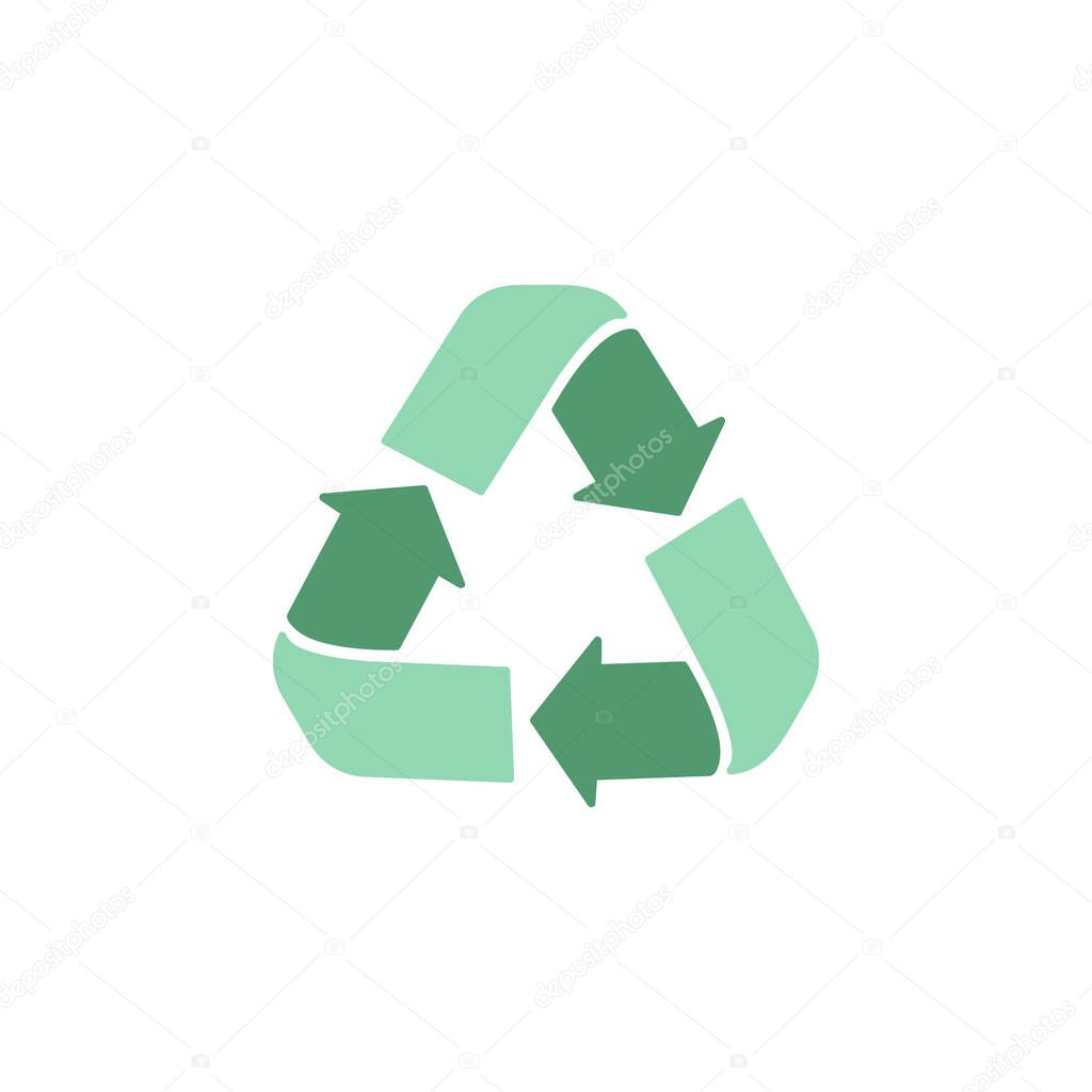 Recycle vector illustration graphic icon. Green, zero waste, environment friendly logo. Isolated.