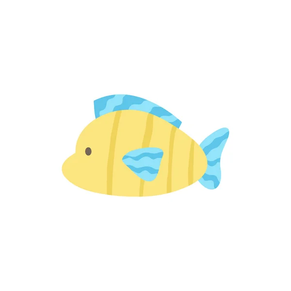 Jolie Icône Illustration Vectorielle Poissons Tropicaux Jaunes Bleus Marine Océan — Image vectorielle