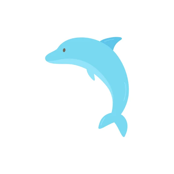 Cute Blue Dolphin Icon Marine Animal Mammal Vector Illustration Doodle — Stock Vector