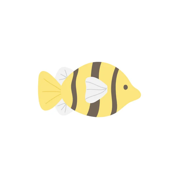 Peces Lindo Vector Ilustración Océano Dibujado Mano Animal Marino Amarillo — Archivo Imágenes Vectoriales