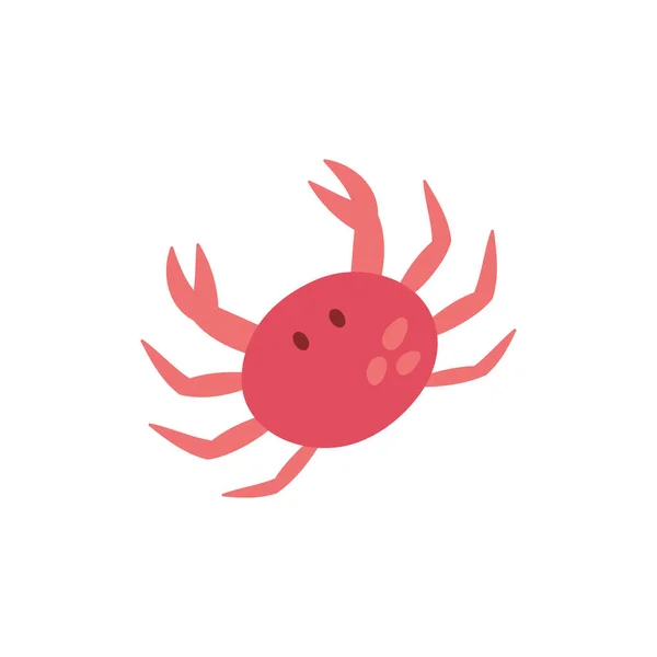 Crab Cute Vector Illustration Hand Drawn Ocean Marine Sea Red — Stock Vector