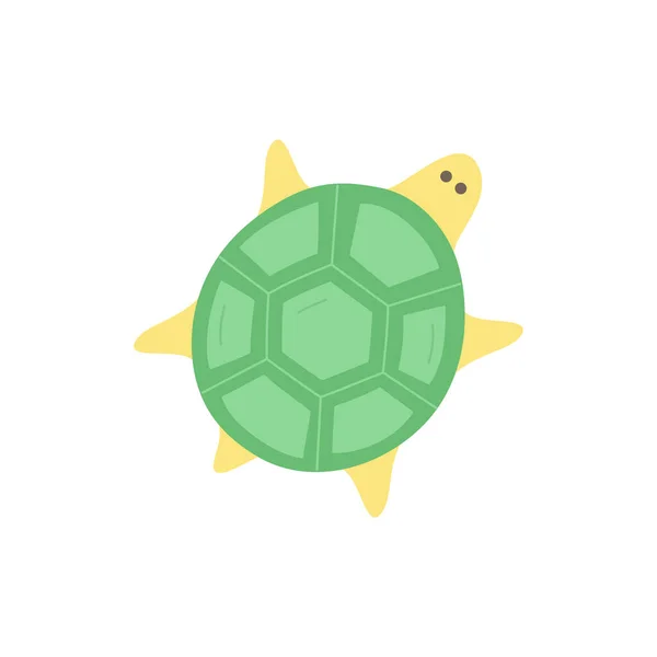 Schildpad Schattige Vector Illustratie Handgetekend Oceaan Zee Zeegroen Schildpaddier Geïsoleerd — Stockvector