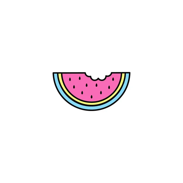 Wassermelone Slice Vector Illustration Symbol Gekritzelte Von Hand Gezeichnete Zeichentrick — Stockvektor