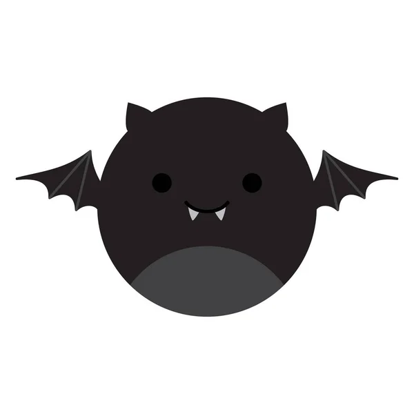 かわいい黒バット丸ベクトルイラストアイコン 不気味なハロウィンサークルキャラクターのバット動物の頭 — ストックベクタ