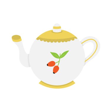 Şirin çaydanlık yuvarlak vektör ikonu. Autumn, sonbahar çember çizimi. İzole edilmiş.