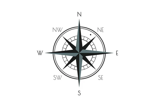 Klasyczny Wiatr Róża Kompas Izolowane Białym Tle Projektowania Ilustracja Wektorowa — Wektor stockowy