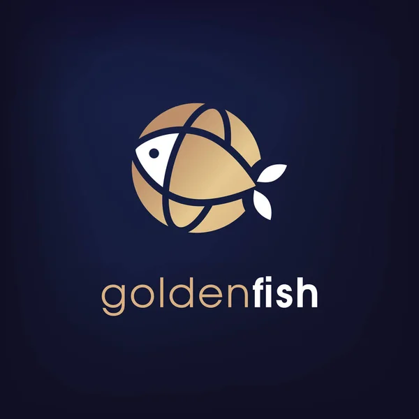 エレガントな金色の魚のロゴデザイン ベクトル画像 — ストックベクタ