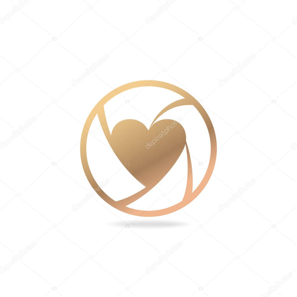 Focus on love. Abstact and elegant logo design. Vector image.