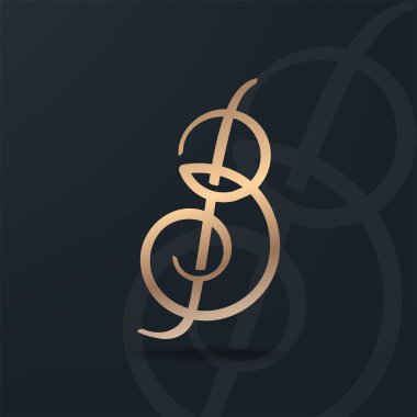 Altın harf 'B' bir tiz clef ile birlikte. Yaratıcı logo tasarımı. Vektör görüntüsü.