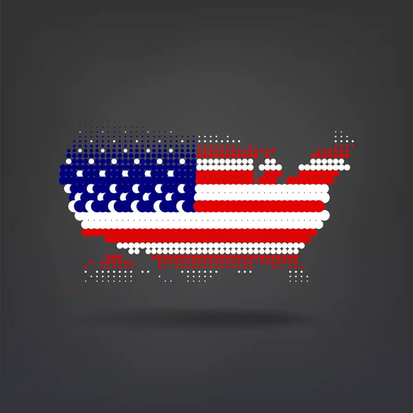 Mapa Abstracto Estados Unidos Con Bandera Nacional Diseño Ilustración Vectorial — Vector de stock
