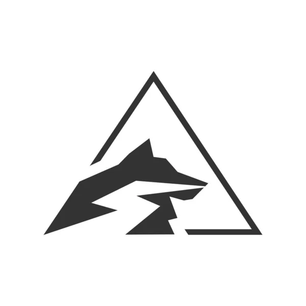 Abstract Wolf Silhouet Gecombineerd Met Een Driehoek Één Logo Vector — Stockvector