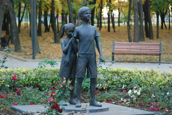 monument in the park of memory of aggression against children