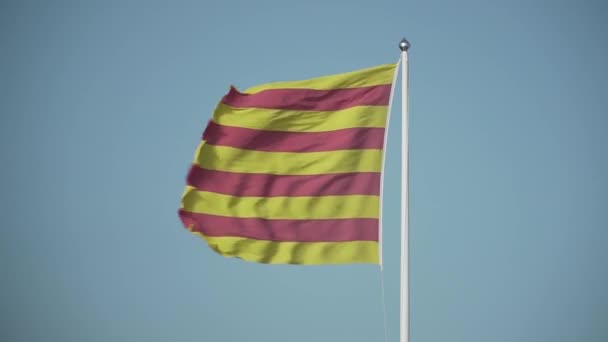 Прапор Каталонії Розвивається Вітрі — стокове відео