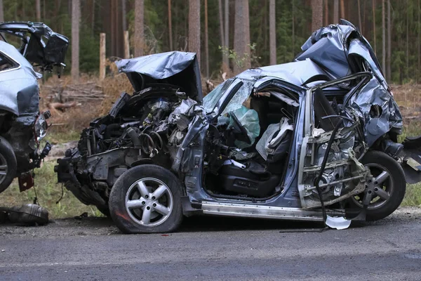 Voitures Impliquées Dans Une Collision Accident — Photo