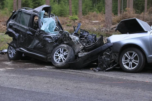 Voitures Impliquées Dans Une Collision Accident — Photo