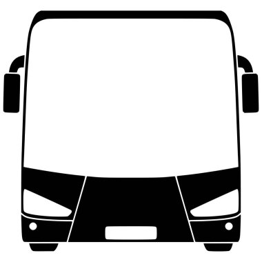 Turist Otobüs Simgesi Önü Görünümü. Vektör İllüstrasyonu.