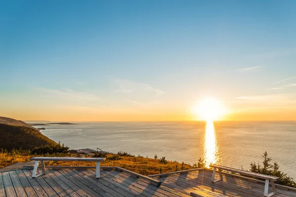 Skyline Trail Blik Bij Zonsondergang Franse Berg Cape Breton Nova — Stockfoto