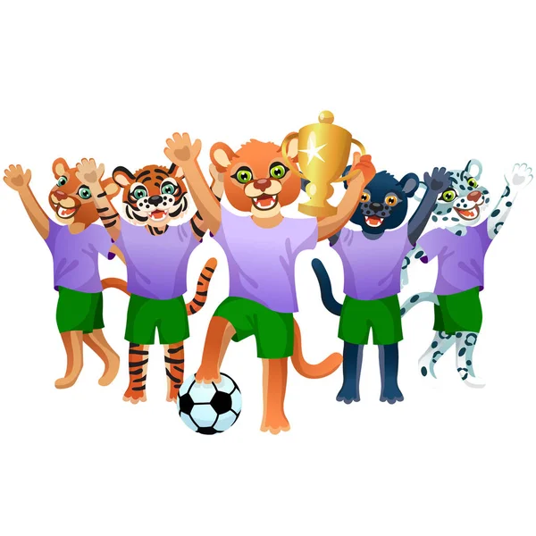 Cougar Met Goblet Soccer Ball Het Team Van Cougars Tiger — Stockvector