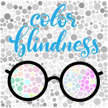 Lettering vector illustration of a word color blindness with test clipart