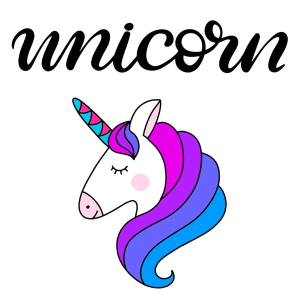 Ilustrasi vektor Unicorn Lettering - Stok Vektor