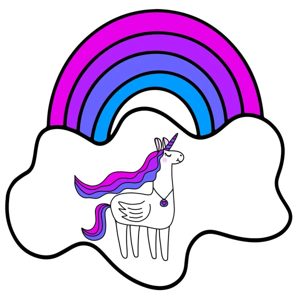 独角兽向量例证在彩虹颜色 — 图库矢量图片
