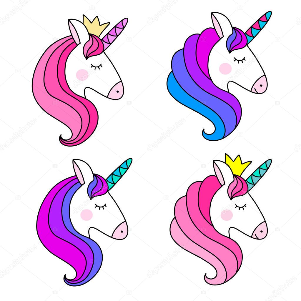 Unicorn  vector illustration in rainbow colors