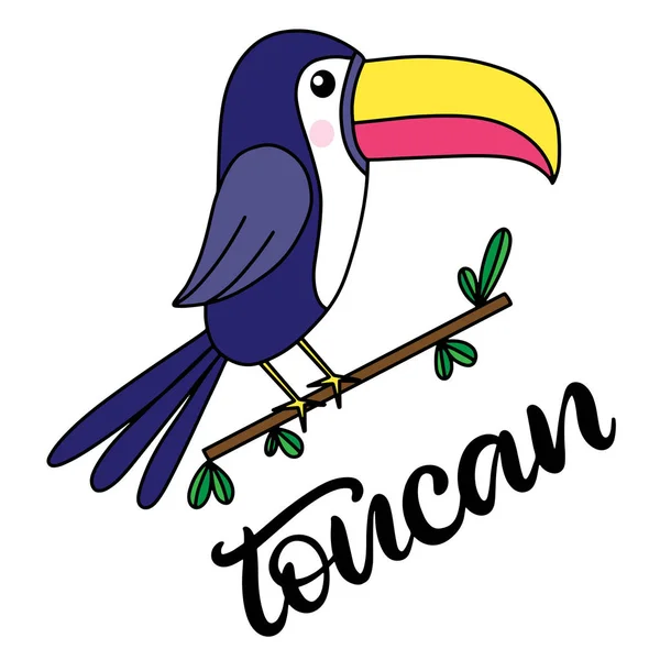 Toucan lettering vector illustration — Stock Vector