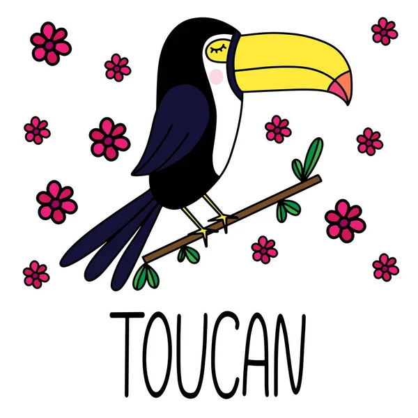 Toucan lettering vector illustration — Stock Vector