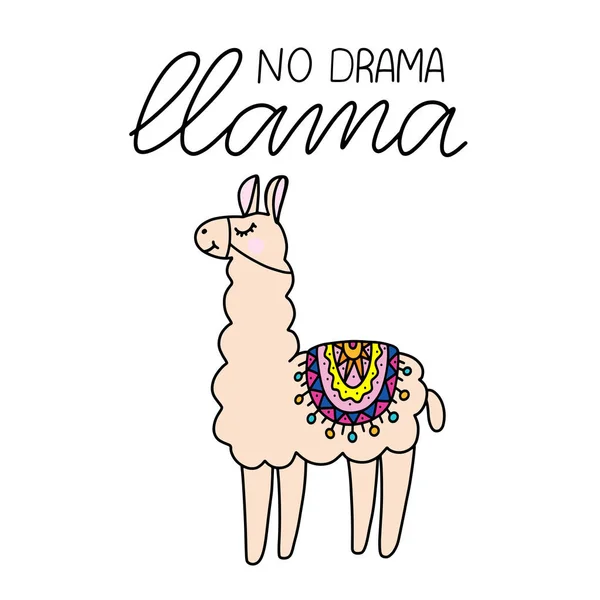 Llama lettering vector ilustración — Vector de stock