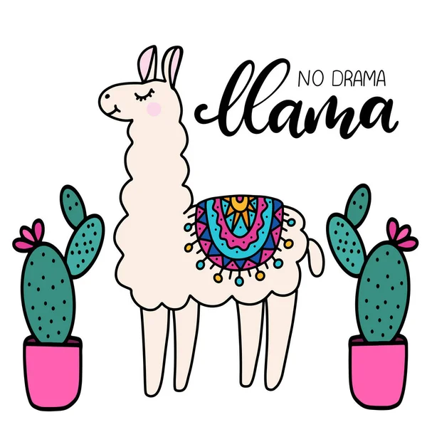Llama lettering vector illustration — Stock Vector