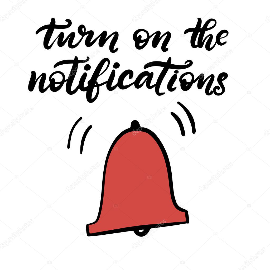 Vector illustration of lettering icon set for youtube channel. Template with elements for social media web, mobile apps stickers. Blogging content. Subscribe, comment, notification, like button. EPS10